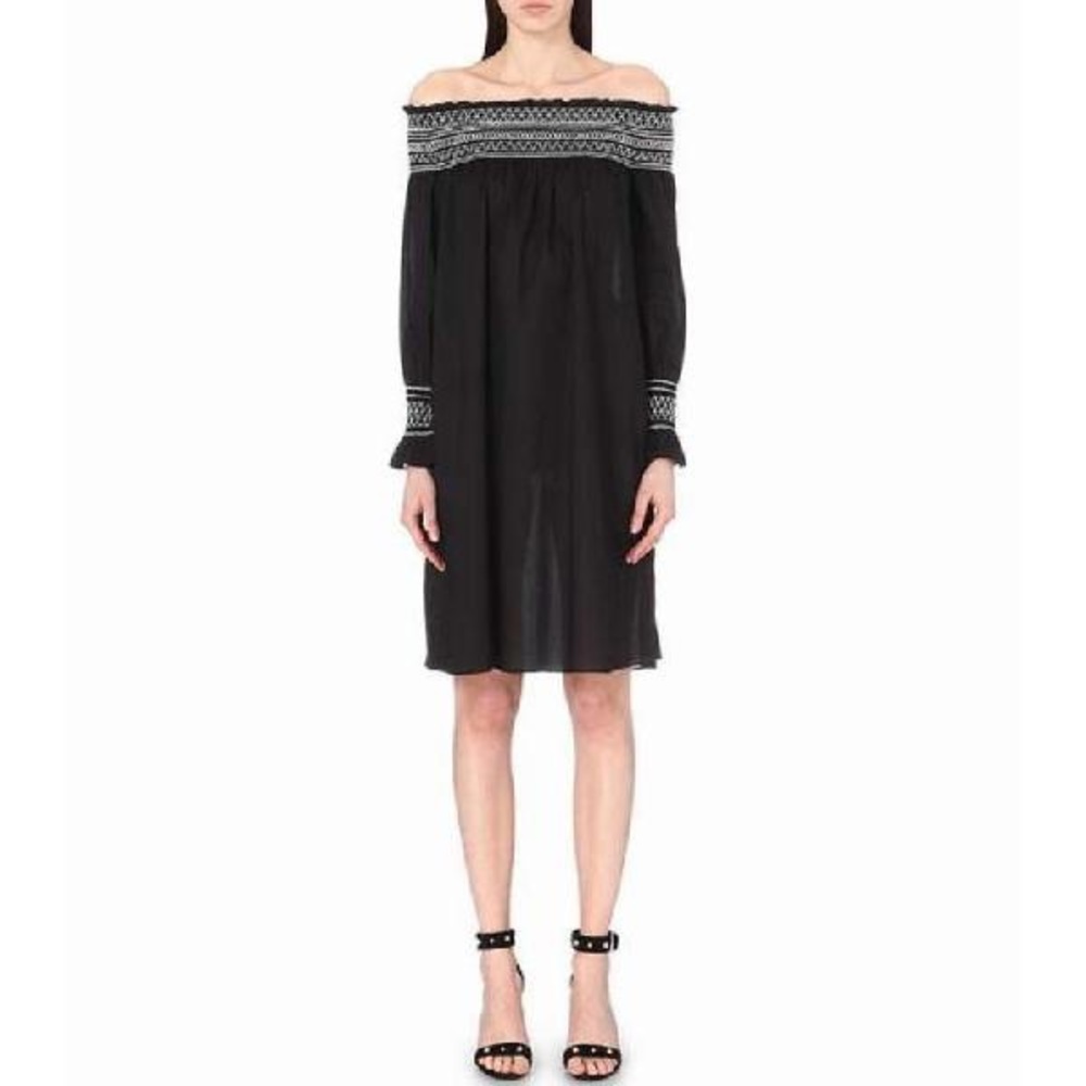 Maje Raffy Off-The-Shoulder Cotton Voile Dress size 2